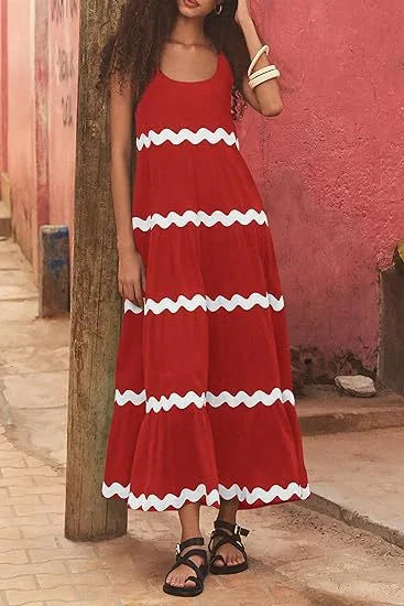Unique Stripe Waves Maxi Dress - Seldom Seen Styles