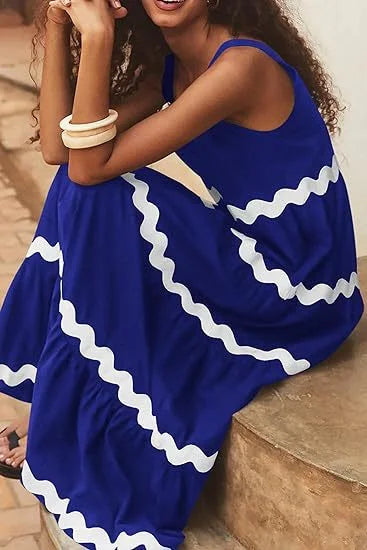 Unique Stripe Waves Maxi Dress - Seldom Seen Styles