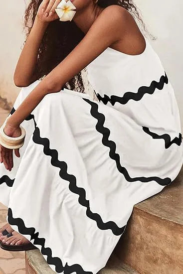 Unique Stripe Waves Maxi Dress - Seldom Seen Styles