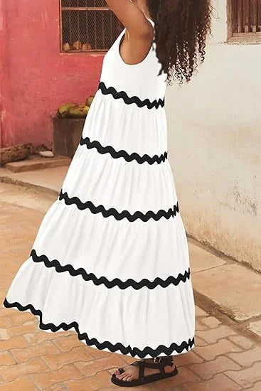 Unique Stripe Waves Maxi Dress - Seldom Seen Styles