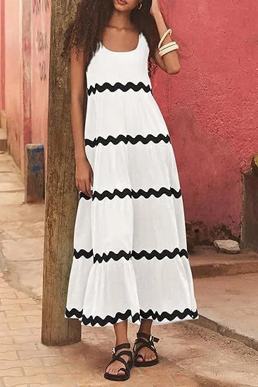 Unique Stripe Waves Maxi Dress - Seldom Seen Styles