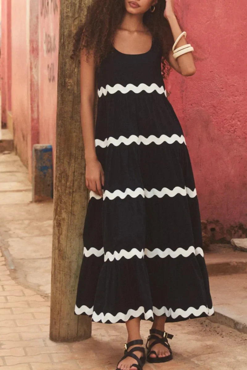 Unique Stripe Waves Maxi Dress - Seldom Seen Styles