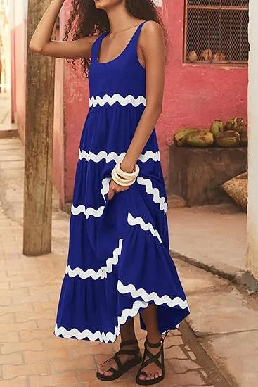 Unique Stripe Waves Maxi Dress - Seldom Seen Styles