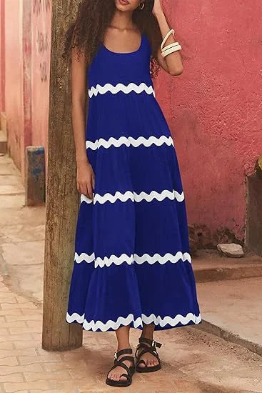 Unique Stripe Waves Maxi Dress - Seldom Seen Styles