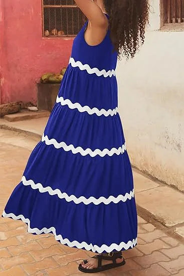 Unique Stripe Waves Maxi Dress - Seldom Seen Styles