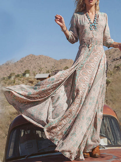 V-Neck Chiffon Sexy Maxi Dress Robe Longue Western Femme Long Summer Dress - Seldom Seen Styles