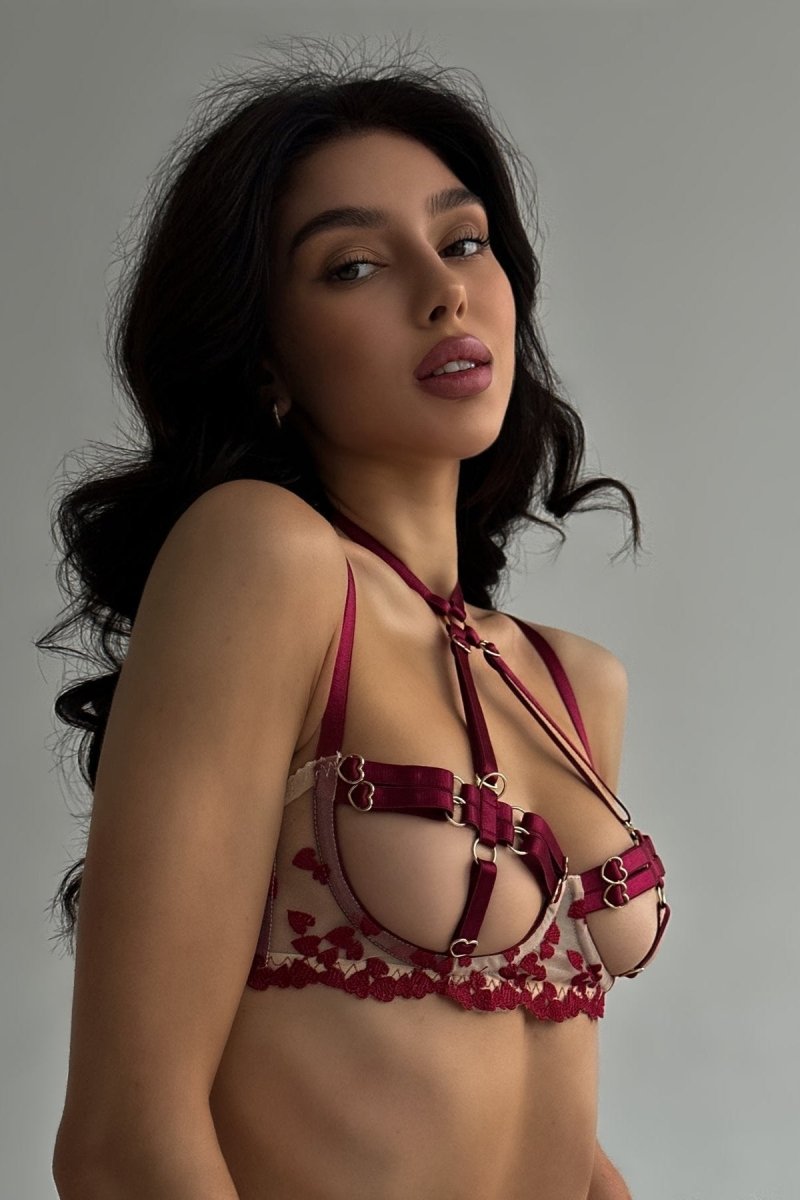 Vierdelige lingerieset met kousen tot aan de dijen - AURORA - Seldom Seen Styles
