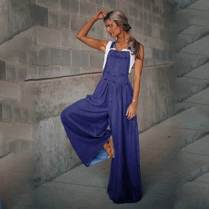 Vintage Boho Denim Wide Leg Overalls - Seldom Seen Styles