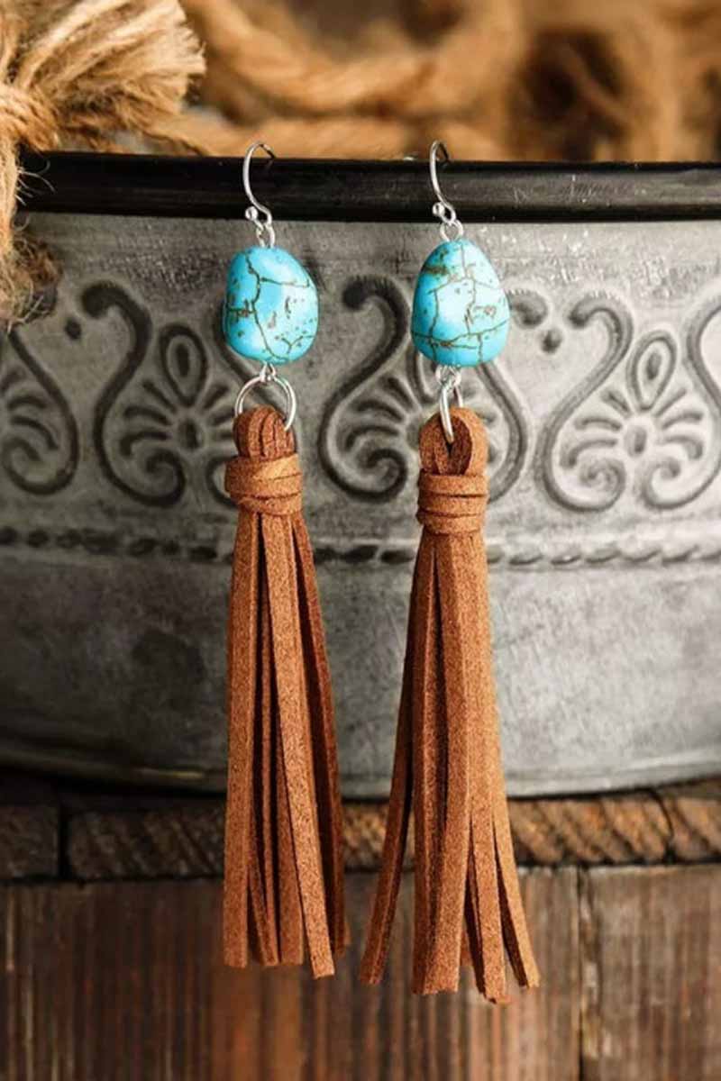 Vintage Turquoise Tassel Drop Earrings - Seldom Seen Styles