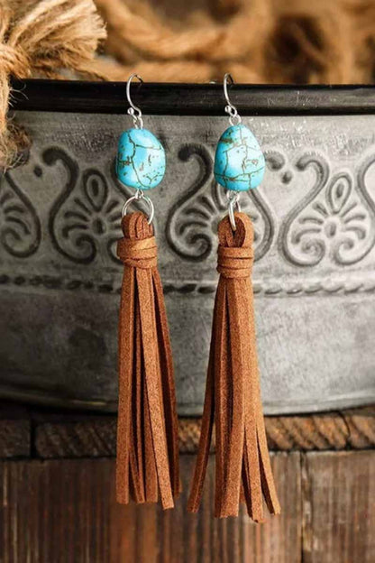 Vintage Turquoise Tassel Drop Earrings - Seldom Seen Styles