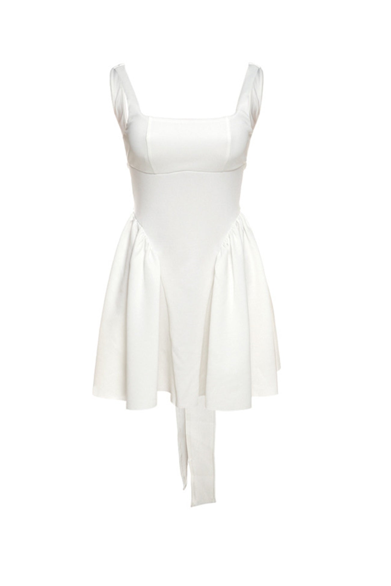 White Backless Tie-back Ruched Dress - Seldom Seen Styles