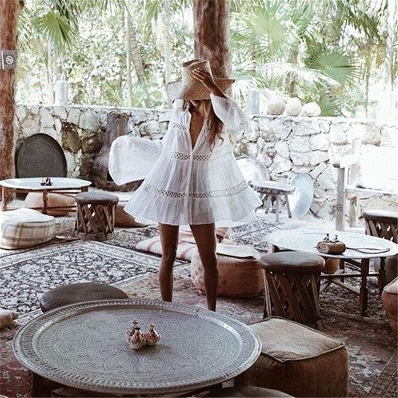 White Bohemian Beach Cover Up - Seldom Seen Styles