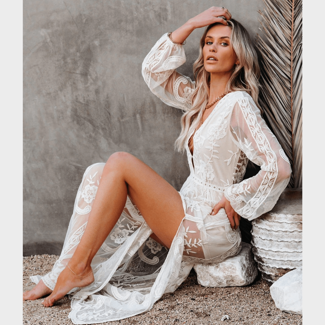 White Boho Lace Maxi Dress - Seldom Seen Styles