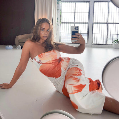 Arizona White Floral Print Maxi Dress