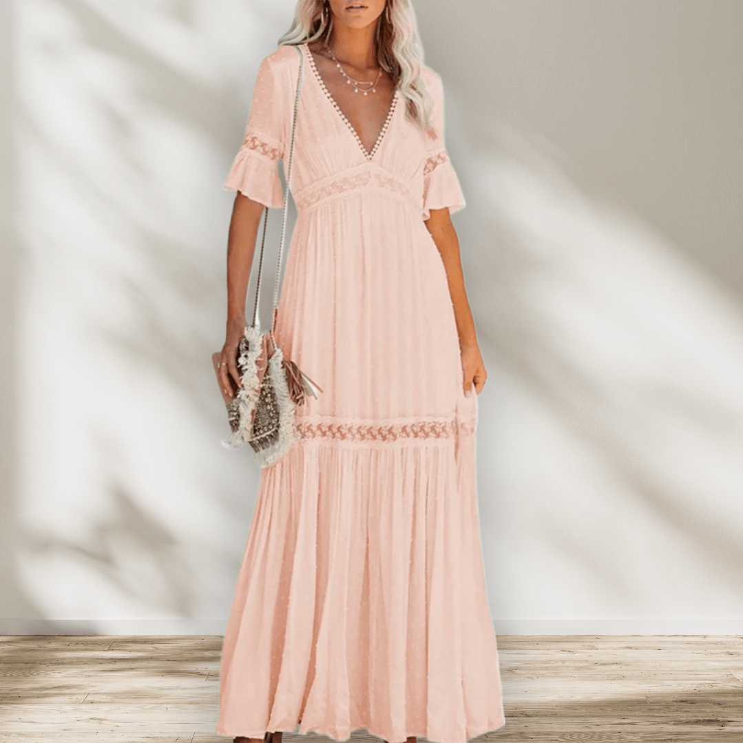 White Lace High Waist Boho Maxi Dress - Seldom Seen Styles