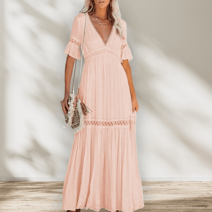 White Lace High Waist Boho Maxi Dress - Seldom Seen Styles