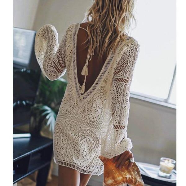 White Lace Sexy Backless Mini Dress - Seldom Seen Styles