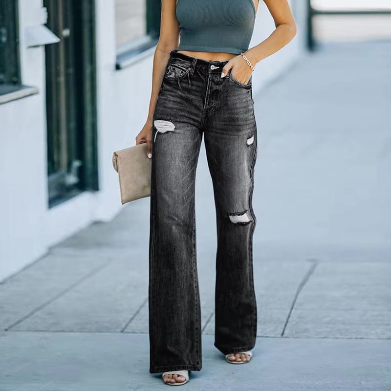 Wide Leg Ripped Jeans - Seldom Seen Styles