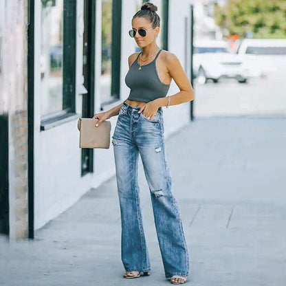 Wide Leg Ripped Jeans - Seldom Seen Styles