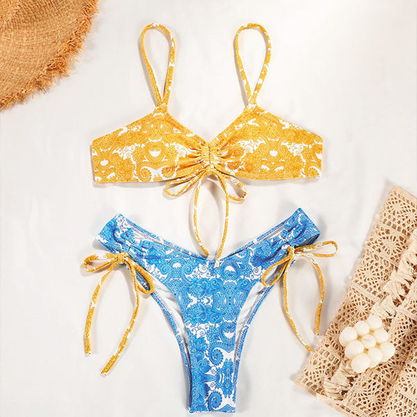 Winnie Amoeba Print Bandeau Style Bikini - Seldom Seen Styles