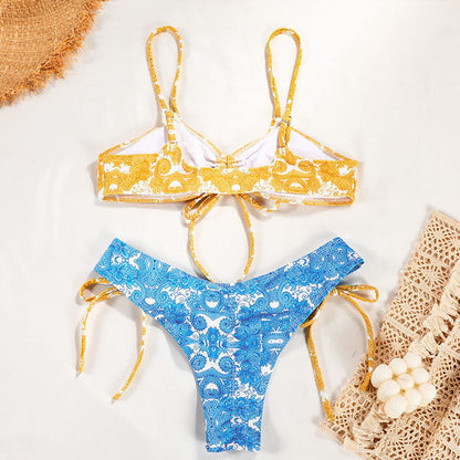 Winnie Amoeba Print Bandeau Style Bikini - Seldom Seen Styles