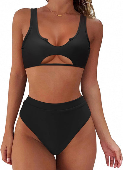 Women Cutout Bikini Sets Push Up High Waisted Swimsuits 2 Piece - Seldom Seen Styles