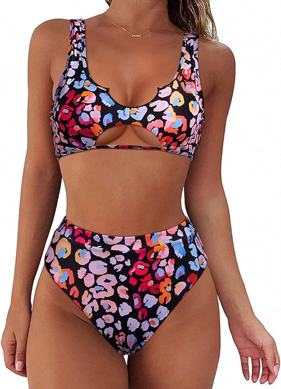 Women Cutout Bikini Sets Push Up High Waisted Swimsuits 2 Piece - Seldom Seen Styles