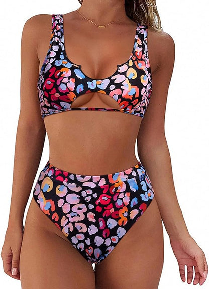 Women Cutout Bikini Sets Push Up High Waisted Swimsuits 2 Piece - Seldom Seen Styles