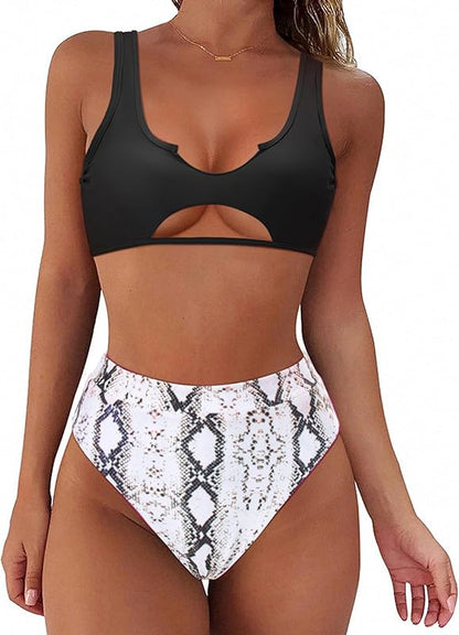 Women Cutout Bikini Sets Push Up High Waisted Swimsuits 2 Piece - Seldom Seen Styles