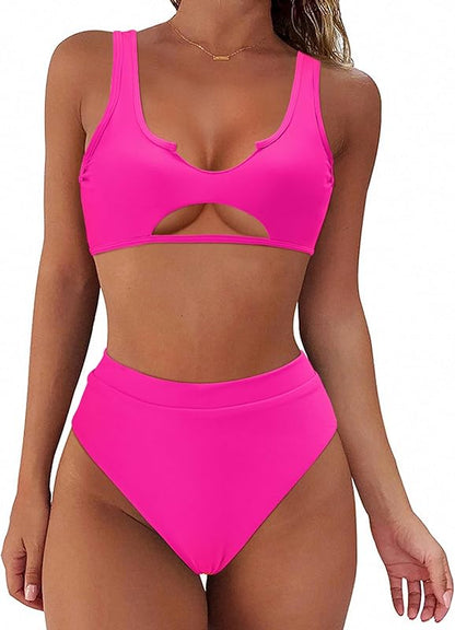 Women Cutout Bikini Sets Push Up High Waisted Swimsuits 2 Piece - Seldom Seen Styles