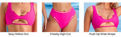 Women Cutout Bikini Sets Push Up High Waisted Swimsuits 2 Piece - Seldom Seen Styles