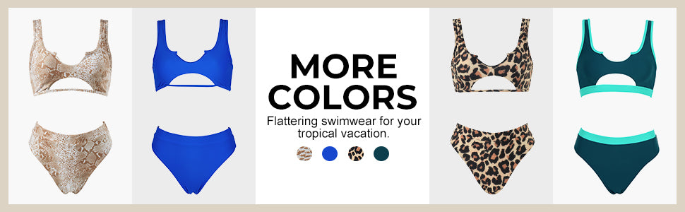 Women Cutout Bikini Sets Push Up High Waisted Swimsuits 2 Piece - Seldom Seen Styles