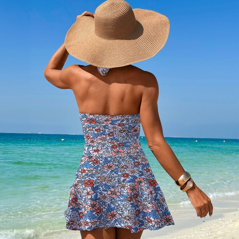 Women Cutout One Piece Swimsuits Criss Cross Back Swim Dress Tummy Control Bathing Suit with Skirt Swimdress - Seldom Seen Styles