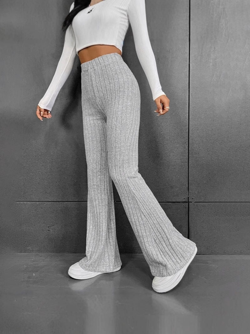 Women Flare Leggings Yoga Pants High-Waisted Casual Lounge Pants Ribbed Comfy Leggings - Seldom Seen Styles