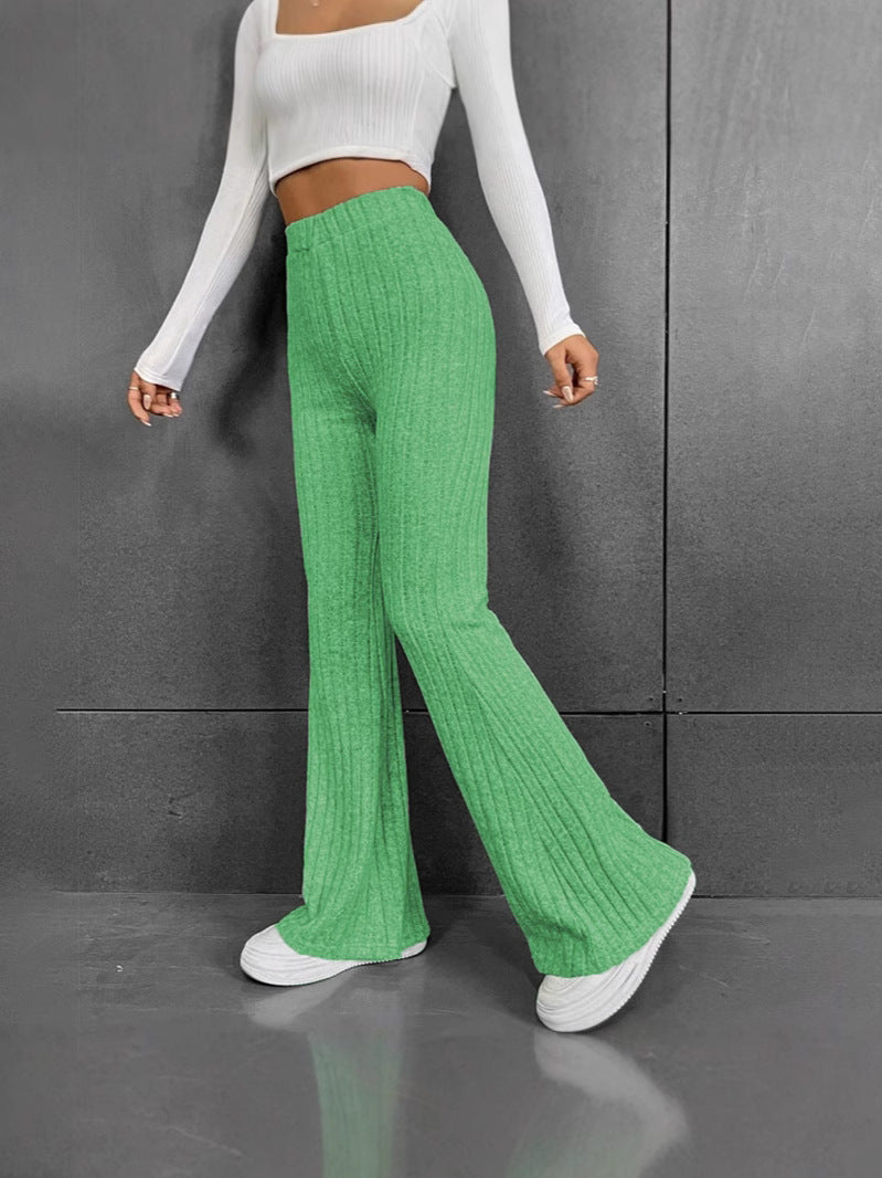 Women Flare Leggings Yoga Pants High-Waisted Casual Lounge Pants Ribbed Comfy Leggings - Seldom Seen Styles