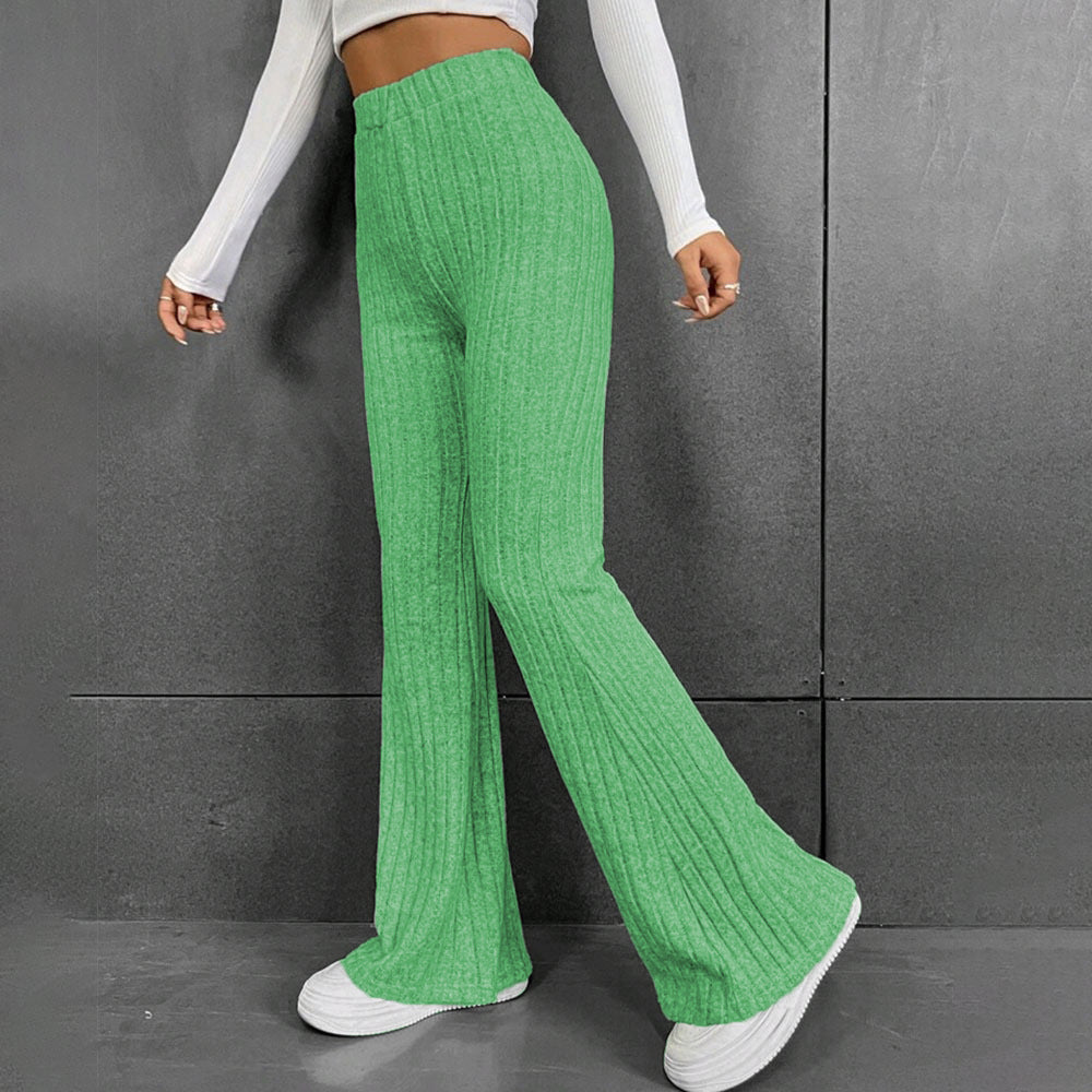 Women Flare Leggings Yoga Pants High-Waisted Casual Lounge Pants Ribbed Comfy Leggings - Seldom Seen Styles