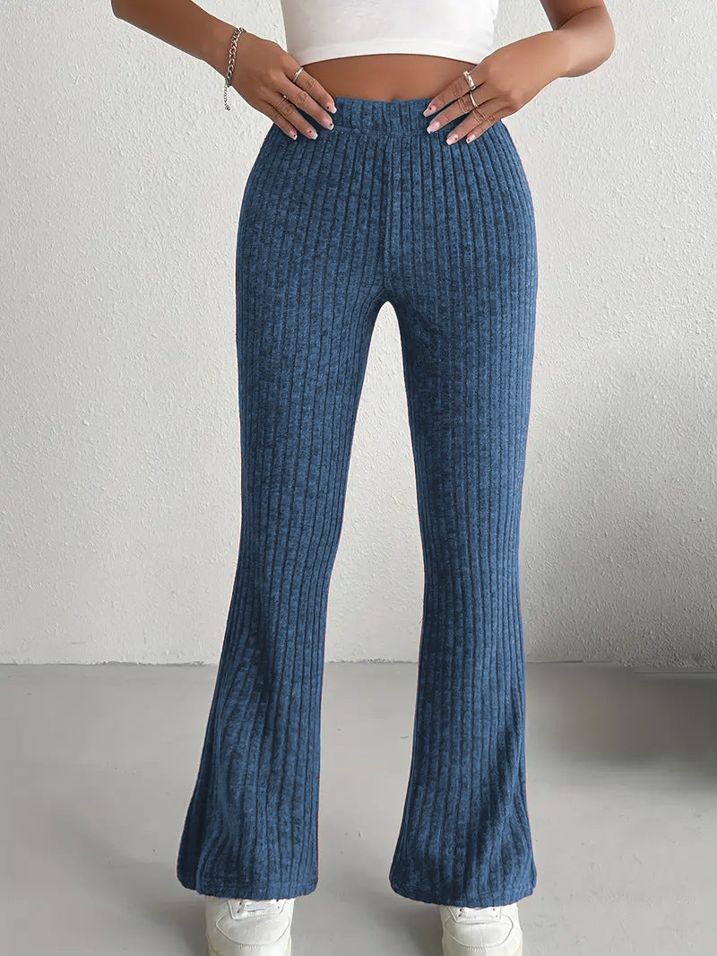 Women Flare Leggings Yoga Pants High-Waisted Casual Lounge Pants Ribbed Comfy Leggings - Seldom Seen Styles