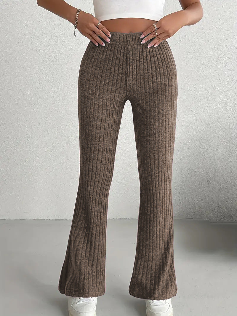 Women Flare Leggings Yoga Pants High-Waisted Casual Lounge Pants Ribbed Comfy Leggings - Seldom Seen Styles