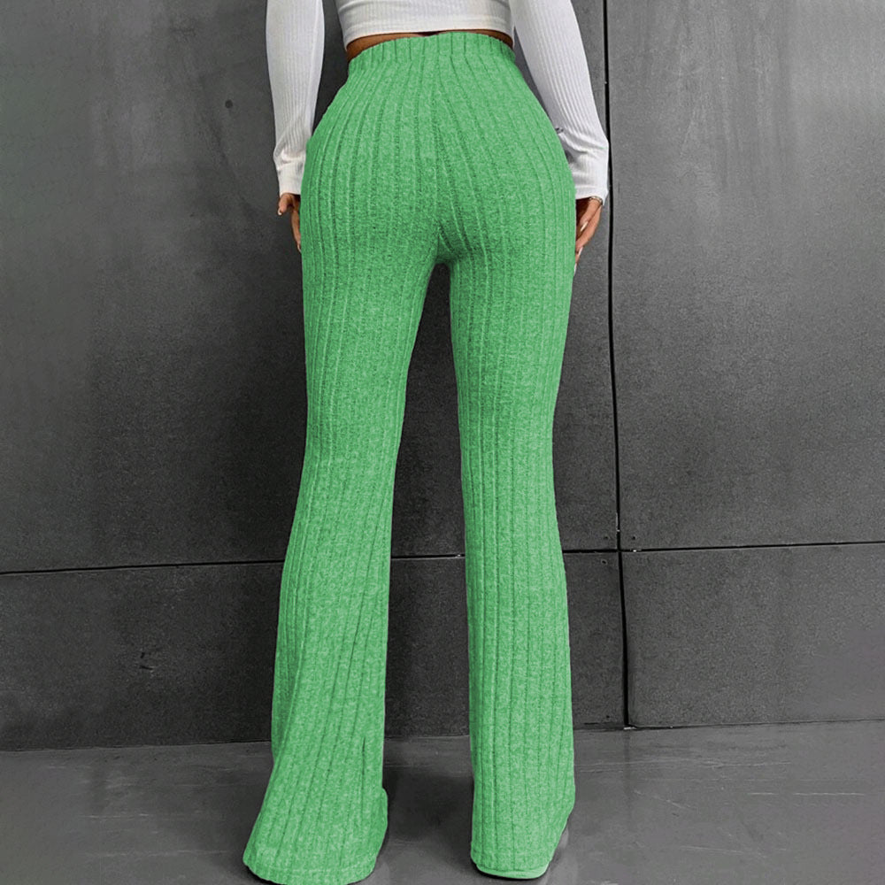 Women Flare Leggings Yoga Pants High-Waisted Casual Lounge Pants Ribbed Comfy Leggings - Seldom Seen Styles