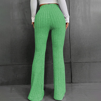 Women Flare Leggings Yoga Pants High-Waisted Casual Lounge Pants Ribbed Comfy Leggings - Seldom Seen Styles