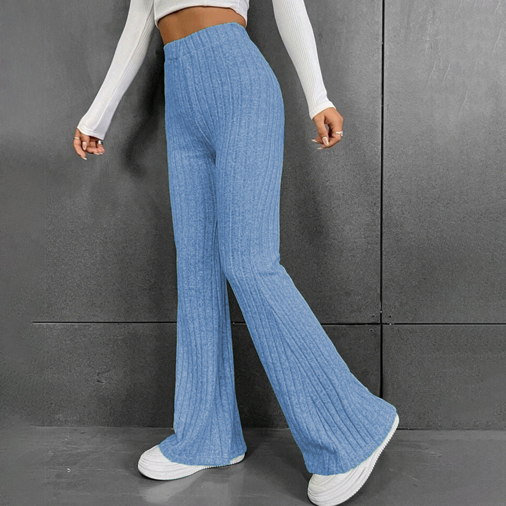 Women Flare Leggings Yoga Pants High-Waisted Casual Lounge Pants Ribbed Comfy Leggings - Seldom Seen Styles