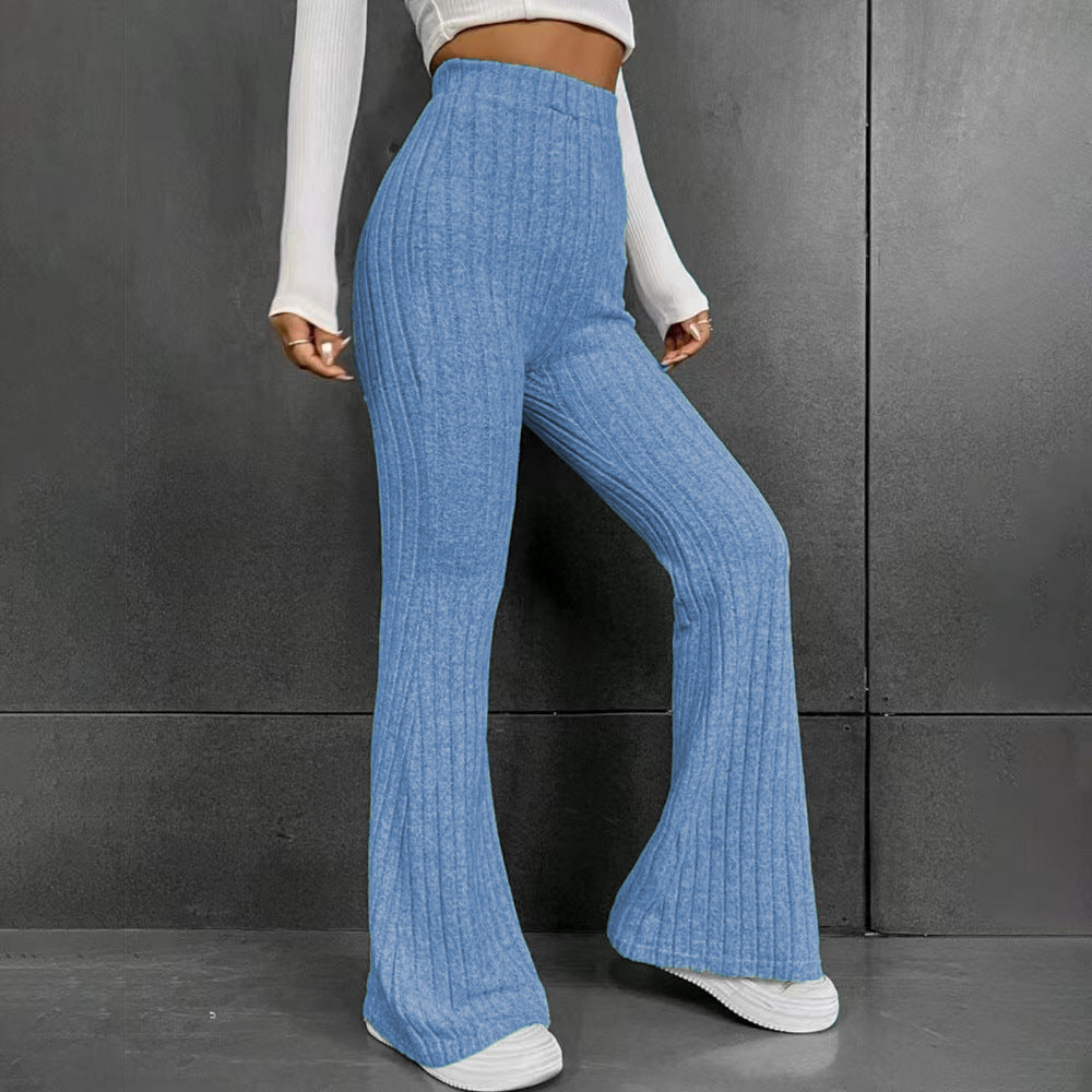 Women Flare Leggings Yoga Pants High-Waisted Casual Lounge Pants Ribbed Comfy Leggings - Seldom Seen Styles