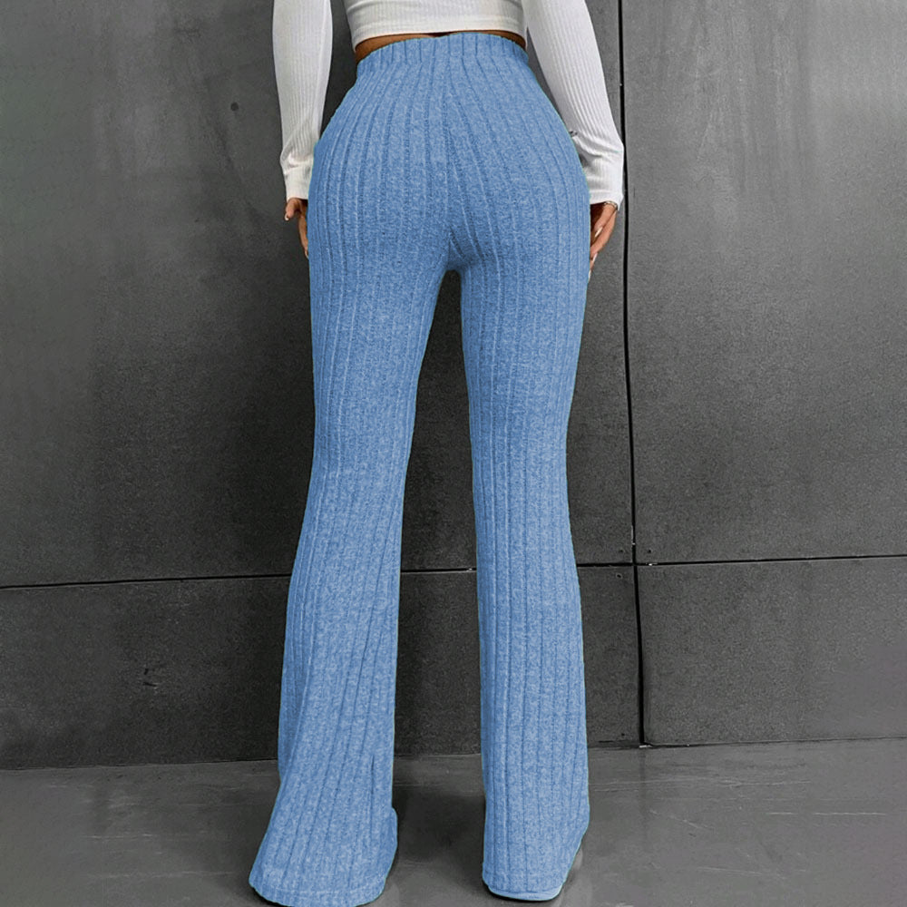 Women Flare Leggings Yoga Pants High-Waisted Casual Lounge Pants Ribbed Comfy Leggings - Seldom Seen Styles