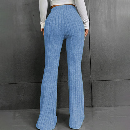 Women Flare Leggings Yoga Pants High-Waisted Casual Lounge Pants Ribbed Comfy Leggings - Seldom Seen Styles