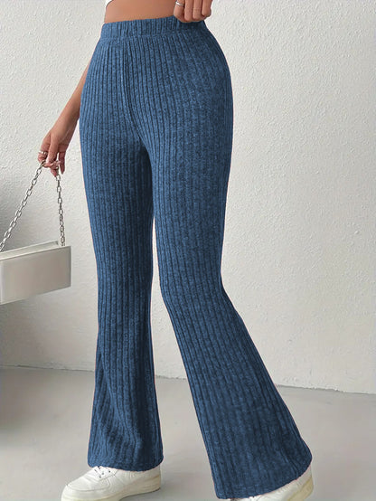 Women Flare Leggings Yoga Pants High-Waisted Casual Lounge Pants Ribbed Comfy Leggings - Seldom Seen Styles