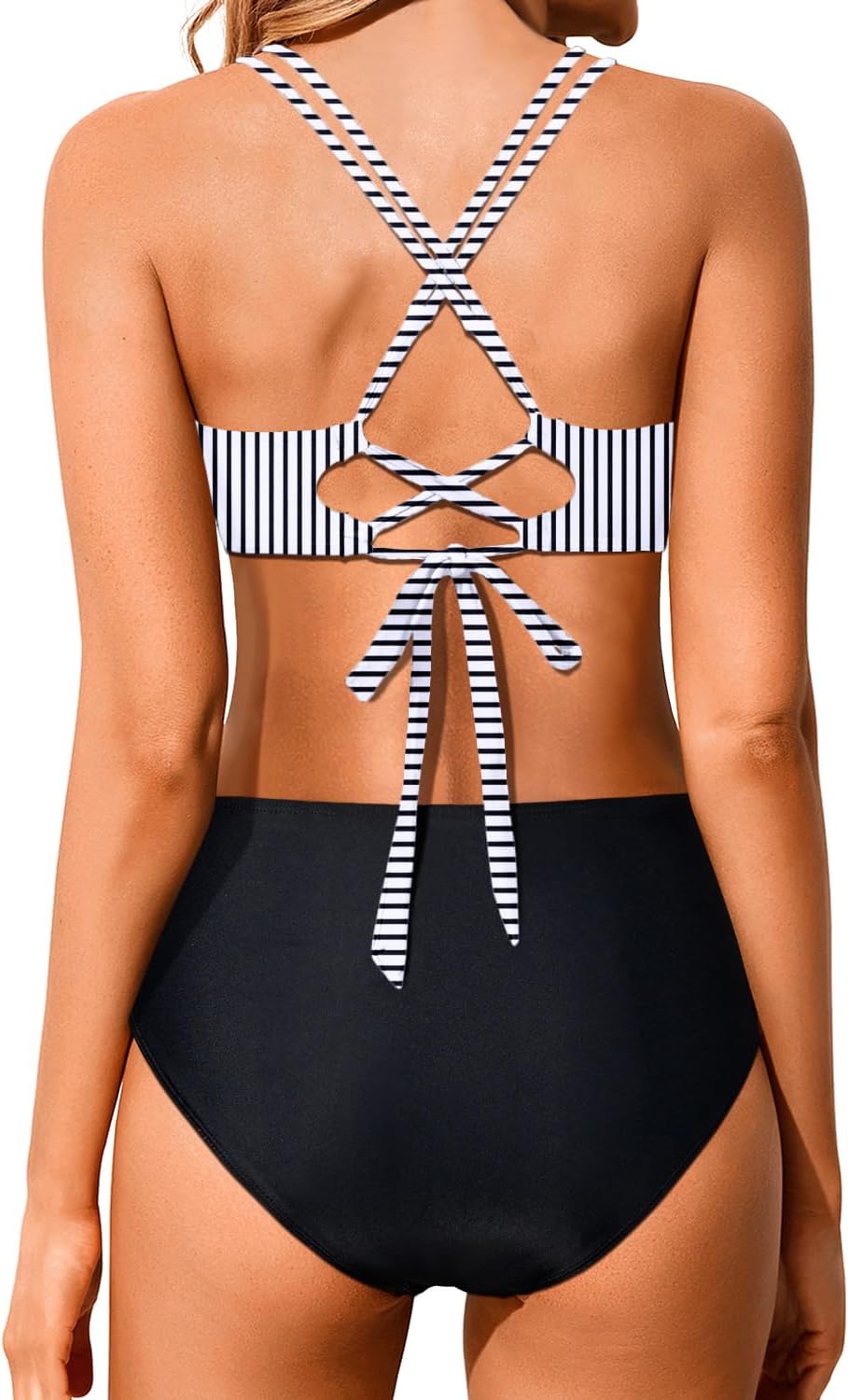 Women High Waisted Bikini Set Two Piece Swimsuits Push up Wrap Swim Suits Top Tummy Control Bathing Suit - Seldom Seen Styles