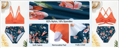 Women High Waisted Bikini Set Two Piece Swimsuits Push up Wrap Swim Suits Top Tummy Control Bathing Suit - Seldom Seen Styles