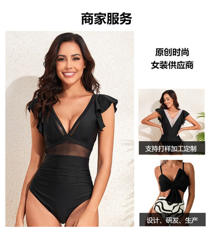Women High Waisted Bikini Sets Tummy Control Swimsuits Color Block Two Piece Drawstring Bathing Suit - Seldom Seen Styles