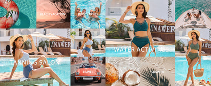 Women High Waisted Bikini Sets Tummy Control Swimsuits Modest Mesh Metal Crisscross Back Bathing Suit - Seldom Seen Styles