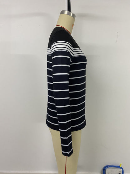 Women Long Sleeve Striped Sweatshirt Crew Neck Loose Casual Top Fall Tees Western Shirts for Women - Seldom Seen Styles